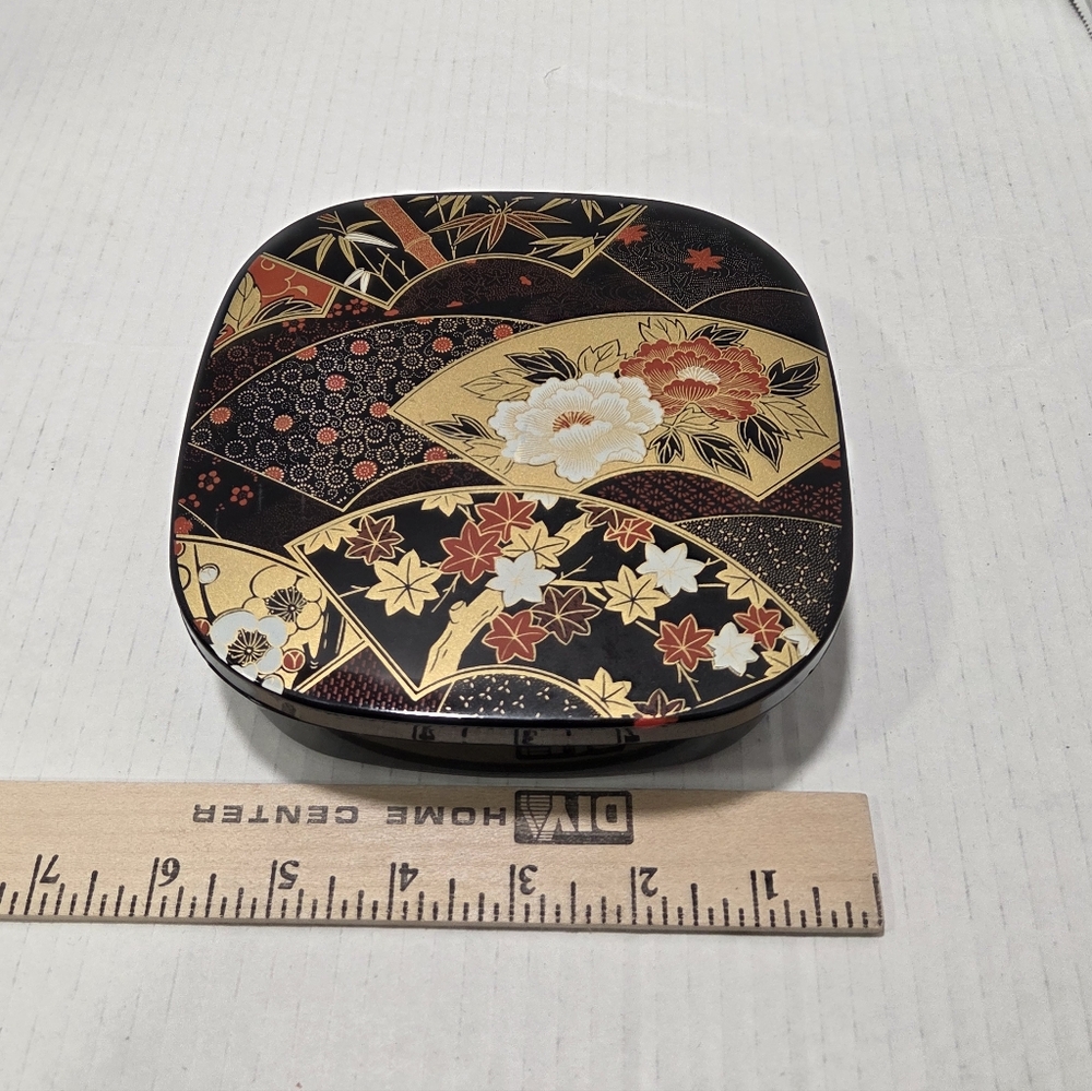 Yamanaka Japan Vintage Floral Fan Laquerware Bento Box - Picture 13 of 14